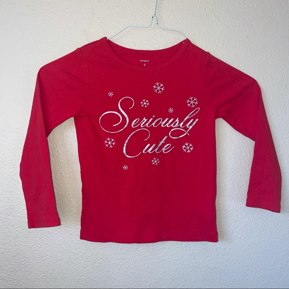 Carter’s “Seriously Cute” Long Sleeve Red Shirt Size 6